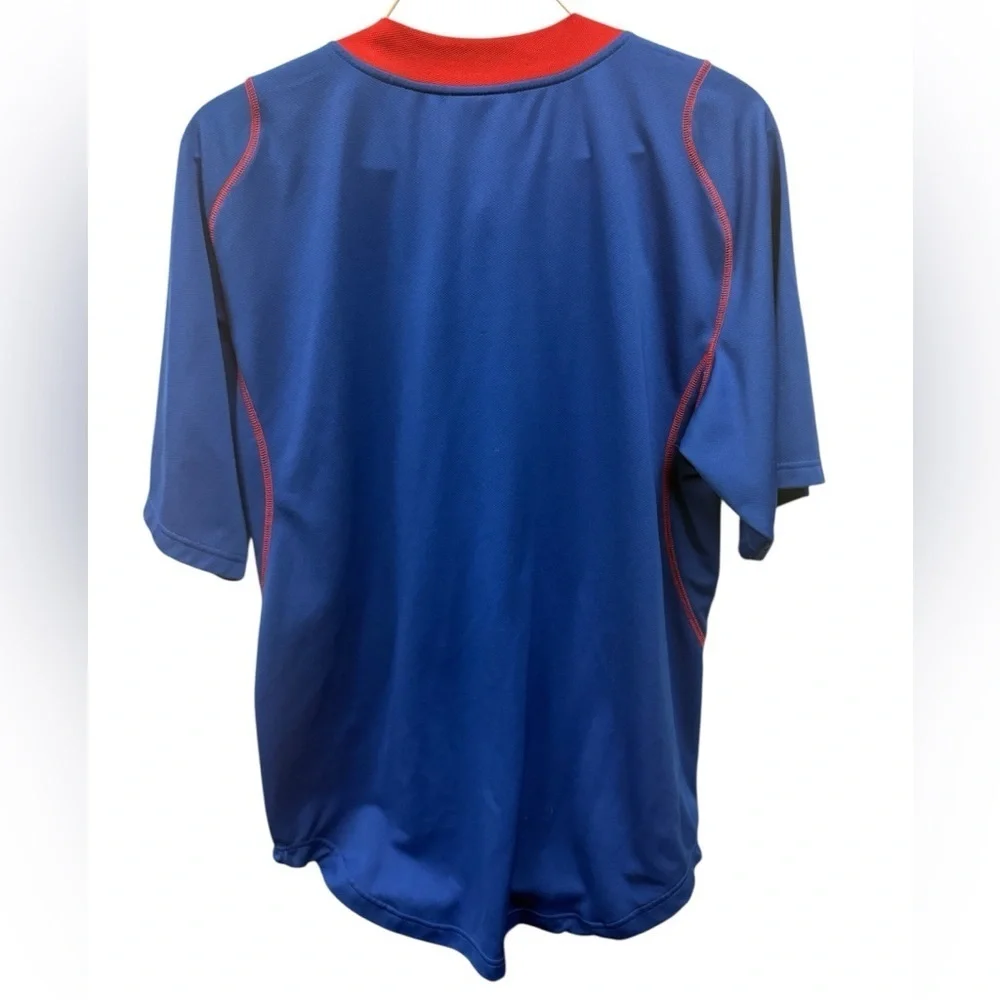 Nike Fit Dry Royal Blue & Red Cubs Sports Jersey Button Down Men’s Size Large